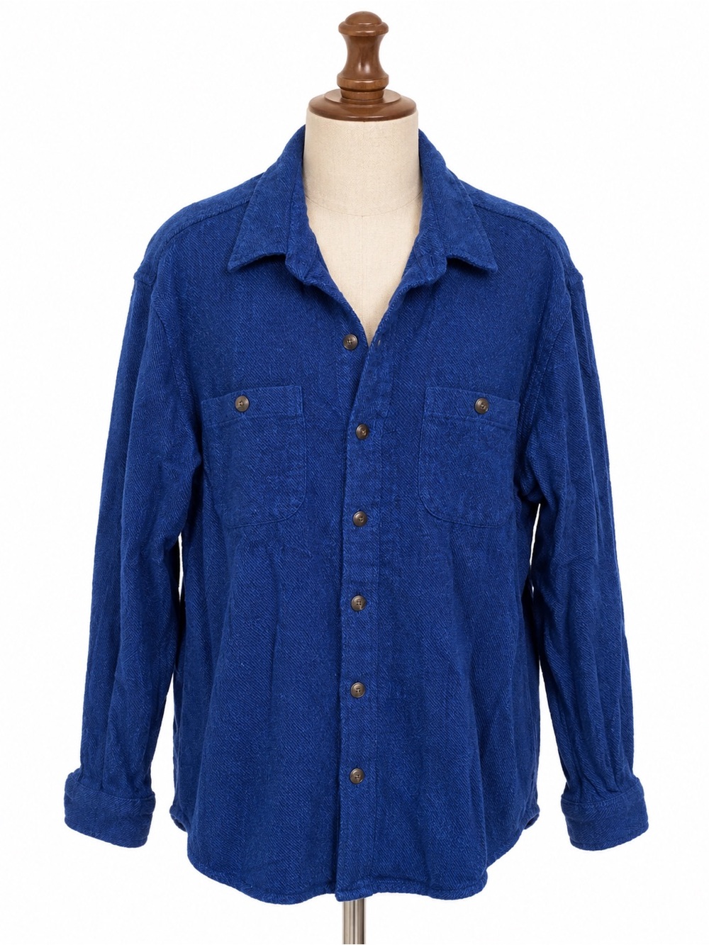 Men's Blue Button-Front Casual Shirt Jacket